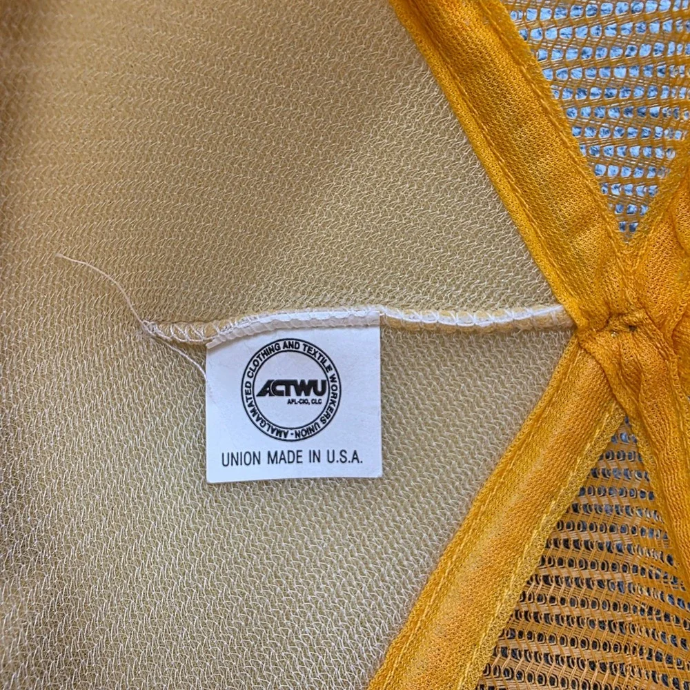Vintage Bywater Gilvin Trucker Hat Mesh Snapback Cap Yellow White Union Made USA